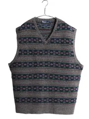 【美品】ポロラルフローレン ニットベスト フェアアイル柄 総柄 カシミヤ混 XS 美品】ポロ ラルフローレンニット ベストコットン&カシミヤフェアアイル柄