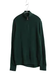 【お得なクーポン配布中!】 ポロ ラルフローレン ハーフジップ ニット セーター メンズ S 古着 長袖ニット ウール ハイゲージ ポニー無し 無地 ハイネック シンプル 緑