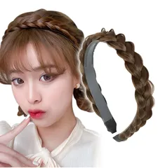 ライトブラウン 可愛い 髪飾り ヘアアクセ 簡単 ヘアアレンジ HM-0075-R04-LB ヘアバンド 三編み 三つ編み カチューシャ [Herbeluemily]