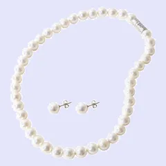 【在庫処分】まつよ [ 花珠貝パール 花珠貝パール アクセサリー ] 入学式 卒業式 冠婚葬祭 長さ: 結婚式 8mm 45cm 】真珠 セット イヤリング 色: パールピアス 選べる ホワイト 【 【 真珠のネックレス セット: マグネット式 】 ピアス 日