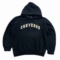 コンバース スウェット パーカー トレーナー 黒 ブラック 胸ロゴ メンズ Lサイズ
