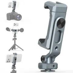 新品 三脚 カメラ スマホホルダー スマホホルダー 360°回転 角度調整 コールドシュー付き 全金属製 スマートフォンマウント 1/4インチネジ穴 VRIG iPhone/Android/三脚/自撮り棒/カメラ/ライトに対応 PH-18