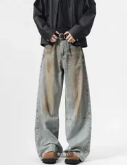 ダメージデニム 韓国ストリート ワイド ルーズ Y2K バギー