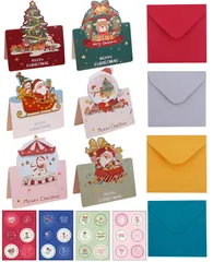 新品 クリスマス カード 24枚セット メッセージカード 封筒やシール付き 立体 ポップアップ クリスマス グリーティングカード 封筒付き お祝い 挨拶