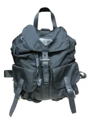 プラダ PRADA バックパック リュック トライアングル ロゴ 鞄 黒 ☆AA★ QQQ