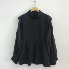 美品 ルイルエブティック 大きいサイズ オケージョン対応 オーガンジースリーブタックフレアトップス ハイネック プルオーバーブラウス シアースリーブ セット品欠品 5L(19号)ブラック