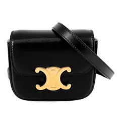 セリーヌ ショルダーバッグ レディース トリオンフ ミニクロード ミニバッグ ポシェット 肩掛け 斜め掛け CELINE 10I513 レザー ブラック 黒 ゴールド金具 美品【中古品】