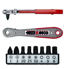 新品　6.35mm六角軸 ミニ ギア数36山 直角板型 ラチェットドライバー 狭いところ 自転車用 薄型 家具 コンピューターの修理 SuiiGoo 18mmビット10個付属