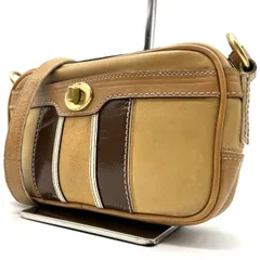 【良品】 COACH コーチ ショルダーバッグ トートバッグ ワンショルダーバッグ ターンロック レザー革 エナメル ブラウン 茶色 ベージュ 肌色 ゴールド金具 ユニセックス 男女兼用 メンズ レディース
