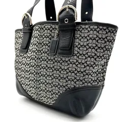 【良品】 COACH コーチ ハンドバッグ  トートバッグ シグネチャー キャンバス レザー 革 ブラック 黒色 グレー 灰色 ユニセックス 男女兼用 メンズ レディース