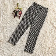 フォロワー限定お得なクーポン配布中！ 『ZARA』ザラ　チェック柄スキニーパンツ　スリムパンツ　ポケット有　ギンガムチェック　ハイウエスト　白　黒　綿　コットン　シック(S)