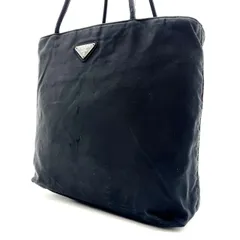 【良品】 PRADA プラダ トートバッグ ハンドバッグ ショルダーバッグ 三角プレート ナイロン ブラック 黒色 ユニセックス 男女兼用 メンズ レディース