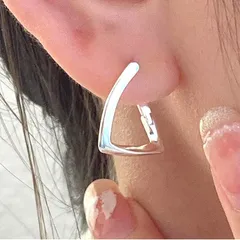 S925 シルバー フープピアス 大人上品 高見え デザイン シンプル エレガント モード系 アクセサリー 洗練された輝き プレゼントにも最適