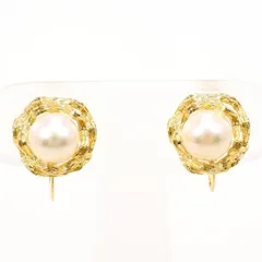 K18YG　イヤリング　clip-on earrings　パール（真珠）　総重量約3.7g