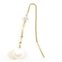 K10YG　ピアス　pierced earrings（片耳）　イミテーションパール　ジルコニア　総重量約0.4g