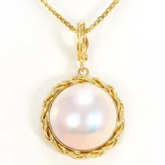 K18YG　ネックレス　necklace　半形真珠　カード鑑別書　総重量約9.4g　約40cm