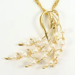K18YG　ネックレス　necklace　ブローチ　brooch　アコヤ真珠　カード鑑別書　総重量約10.6g　約40cm