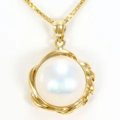 K18YG　ネックレス　necklace　半形真珠　カード鑑別書　総重量約9.1g　約41cm