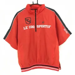 【超美品】ルコックゴルフ 半袖中綿ジャケット レッド×黒 ハーフジップ フロントロゴ白  メンズ LL ゴルフウェア le coq sportif