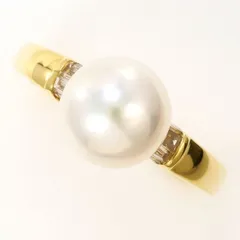 K18YG　リング　ring　指輪　8号　パール（真珠）　約8mm　ダイヤ　0.10　総重量約3.7g