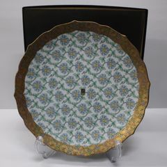 未使用品】前畑陶器庫山窯 御物紋 米市金襴 輪花大皿 - メルカリ
