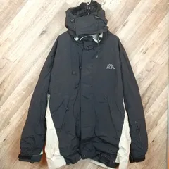 M1-02185【Mens】Kappa(カッパ) ナイロンジャケット (L) / 黒×グレー 首、汚れ・黄ばみ有 マジックテープ全体糸クズ有 内側、ファスナー持ち手無し フードゴム劣化・伸び有 表、チャック・首に毛玉有 N-13