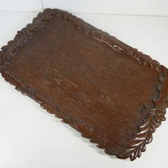 [IM] 木製トレイ　木彫り　ハンドメイド　工芸品　アンティーク　全幅61cm　現状品
