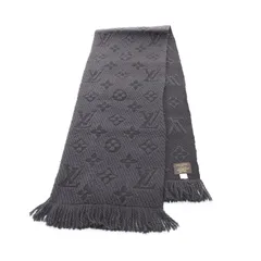 ルイ・ヴィトン LOUIS VUITTON マフラー エシャルプ ロゴマニア M72431 ブラック ウール シルク マフラー ユニセックス Used B