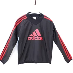 古着　adidas アディダス　ジュニア130㎝　ブラック系　赤ロゴ　サッカー　ウィンドブレーカー　ヤッケ　アディダス　ロングシャツ　シャカシャカ　climastorm