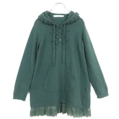 ピンクハウス★可愛い花モチーフのニットワンピース♪ 裾の繊細なレースが素敵 フードあり グリーン系 z16186