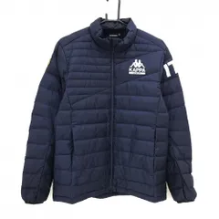 【美品】カッパ ダウンジャケット ネイビー 軽量 ロゴプリント メンズ O ゴルフウェア Kappa