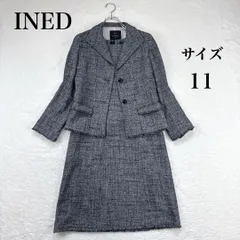 INED  イネド  セレモニースーツ　セットアップ ワンピーススーツ　ママスーツ シルバー　ラメ　日本製　ツイード サイズ11 Lサイズ 卒業式　日本製　式典　七五三　お宮参り
