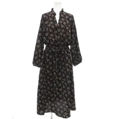 ロペピクニック ROPE Picnic フラワープリントキーネックワンピース ロング 長袖 花柄 38 黒 ブラック GDE-58470 /GV