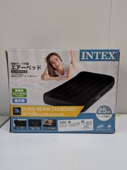 【美品】INTEX／インテックス　エアーベッド　シングル　電動　ポンプ内蔵　枕一体型　屋内用　キャンプ　Ｕ-64103　E473