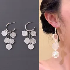 シェル ピアス 天然貝 シルバー 揺れる 上品 大人可愛い 夏 アクセサリーフープデザイン 揺れる 涼しげアクセ