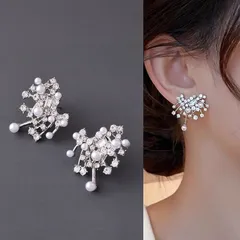 パール ビジュー ピアス キラキラ 上品 レディース 結婚式 二次会 アクセサリー 華やか 大人かわいい パーティー アクセ