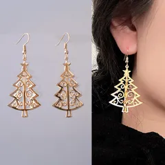 クリスマスツリー ピアス ゴールド 透かし模様 レディース アクセサリー 上品 キラキラ フェミニン エレガント