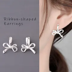 リボン ピアス シルバー 上品 可愛い レディース メタルデザイン アクセサリー プチプラ 上品で華やか
