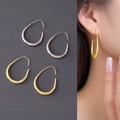 フープピアス ドロップデザイン しずく型 シルバー ゴールド シンプル 上品 レディース アクセサリー