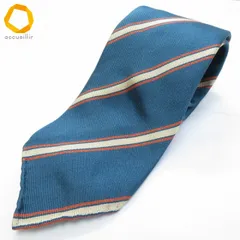 #ae タイユアタイ TIE YOUR TIE ネクタイ 青緑系 ベージュ 茶 レジメンタル シルク イタリア製 メンズ [972578] k01のサムネイル