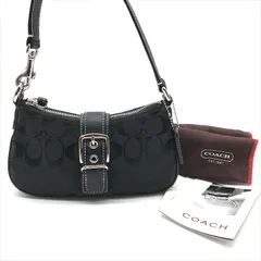 超美品 COACH コーチ シグネチャー キャンバス レザー ミニ ハンド ショルダー バッグ レディース ファッション ブラック a10779