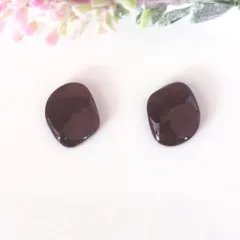no.252　レジン　宝石型　左右非対称　濃い茶色　ピアス　イヤリング　ハンドメイド