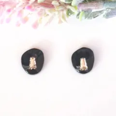 no.318　レジン　ブラックパール　ビジュー　ピアス　イヤリング　ハンドメイド
