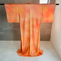 着物　3点セット　まとめ　無地　緑系　オレンジ系　ピンク系　中古品　少しシミあり　管理番号KKVMI90