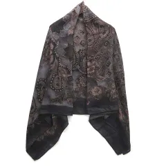 ロロピアーナ Loro Piana カシミヤ シルク ペイズリー 大判 ストール ブラウン グレー系のサムネイル