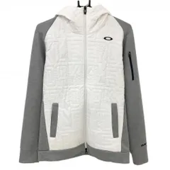 オークリー フード付切替中綿ジャケット 白×グレー 前身頃中綿  メンズ L ゴルフウェア Oakley