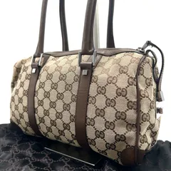 美品 GUCCI グッチ GGキャンバス ミニボストンバッグ ハンドバッグ 肩掛け シルバー金具 レザー ブラウン メンズ レディース ユニセックス