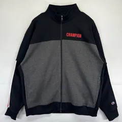 古着 チャンピオン Champion スウェット フルジップ トレーナー ロゴプリント 大きいサイズ トラックジャケット 2XL  ブラック メンズ