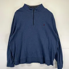 古着 ポロ・ラルフローレン POLO RALPH LAUREN スウェット ハーフジップ 薄手 トレーナー ワンポイントロゴ 大きいサイズ 2XB  ブルー系 メンズ