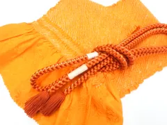 【一輝堂】和装小物 帯締め帯揚げセット 振袖用 丸組 金糸 撚房 総絞り 美品 帯締 帯揚 25w10-13312